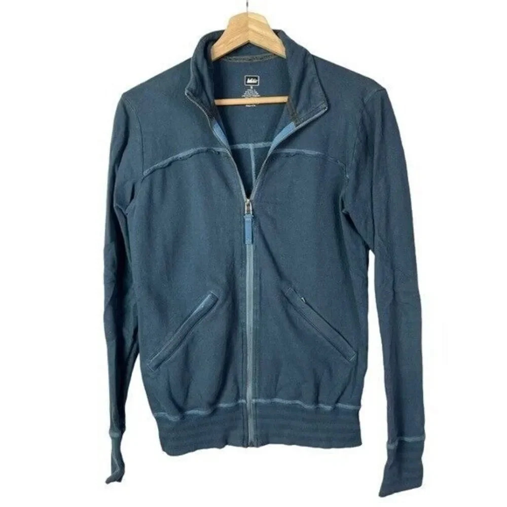 REI Blue Cotton Vintage Feel Full Zip Athletic Jacket S